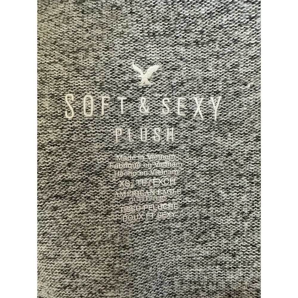 AMERICAN EAGLE Soft and Sexy Plush Lace Up Shoulder V Neck Oversized Pullover XS - Picture 8 of 8